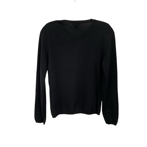 NWT Vertical Design Cashmere Sweater Beaded 2 Ply Black Size Medium - Picture 4 of 6